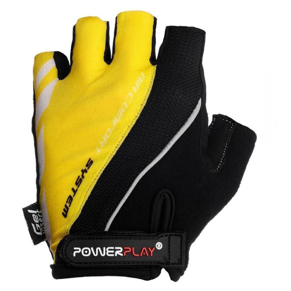 Велоперчатки PowerPlay 5024D_M_Yellow, Черно-желтые, M