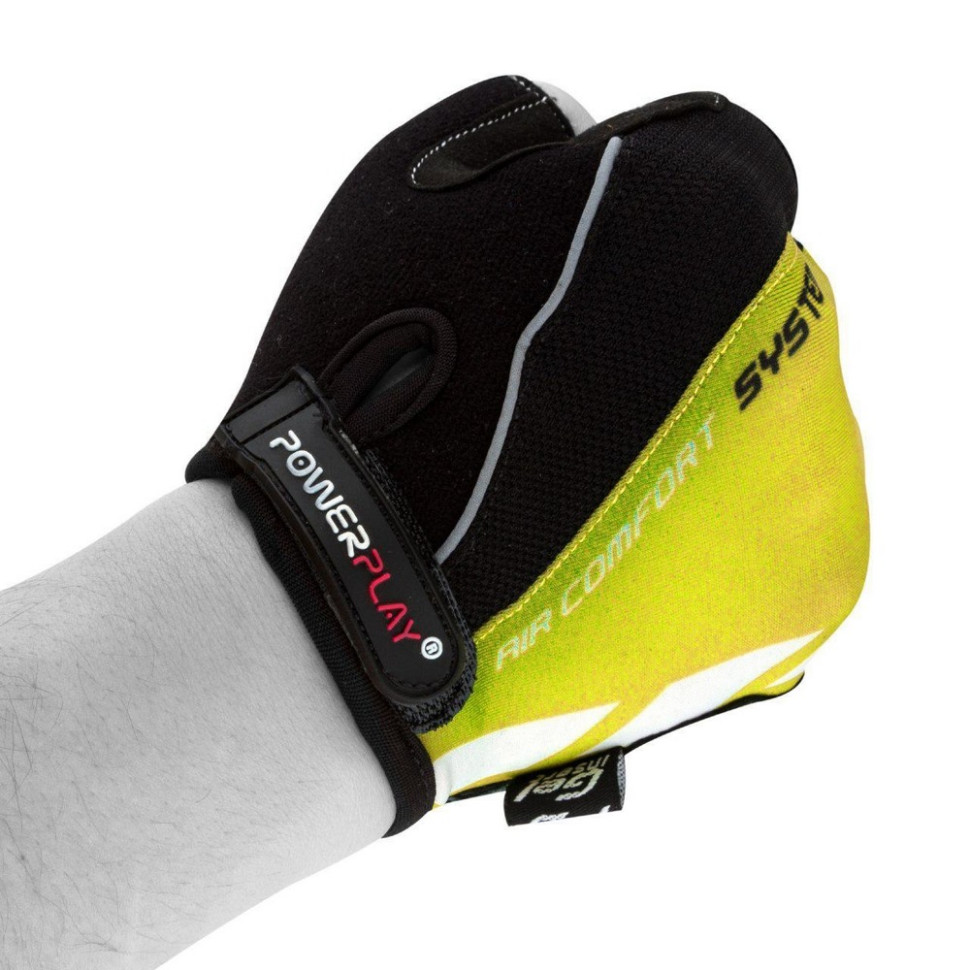 Велоперчатки PowerPlay 5024D_M_Yellow, Черно-желтые, M