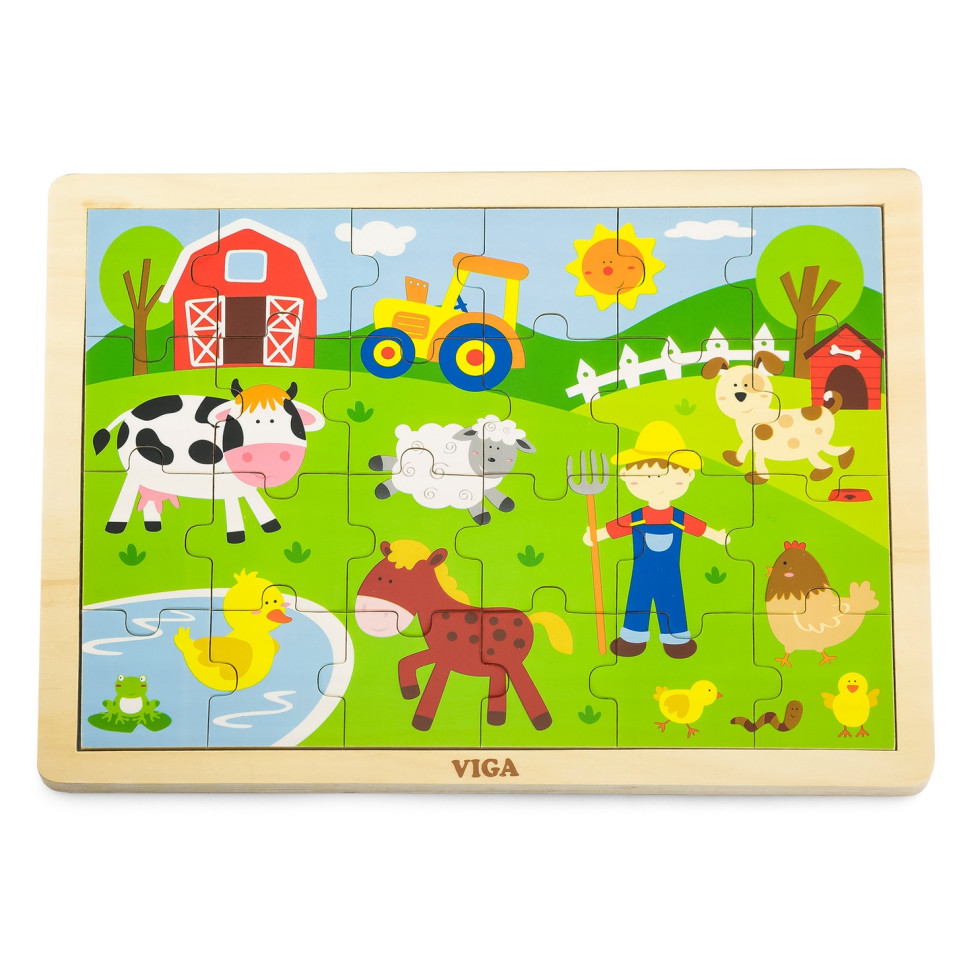 Дерев'яний пазл Ферма Viga Toys 50197, 24 елементи
