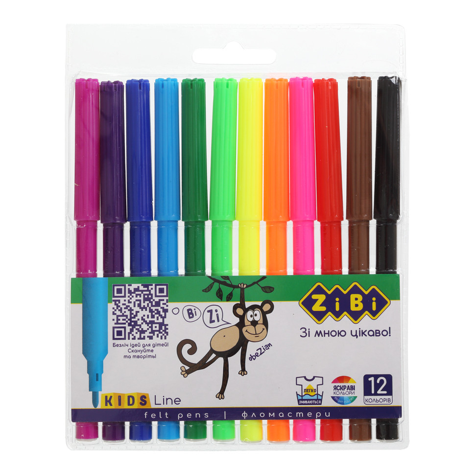 Фломастери на водній основі, 12 кольорів, KIDS Line ZB.2802