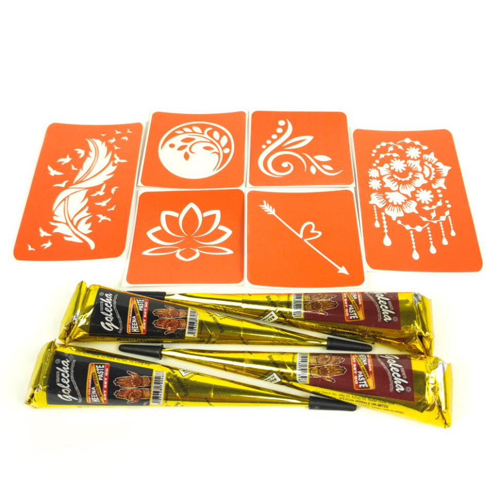 Набір хни з трафаретами для біо-тату №3 Fresh Tattoo henna-set-03