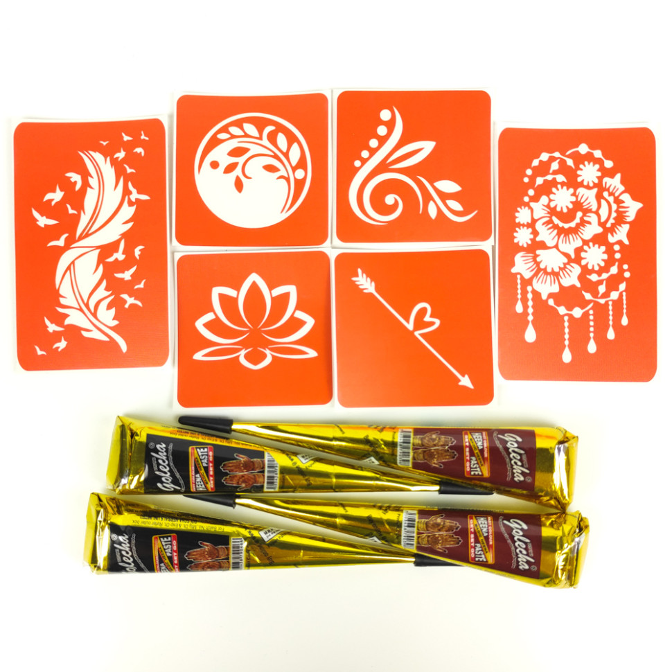 Набір хни з трафаретами для біо-тату №3 Fresh Tattoo henna-set-03