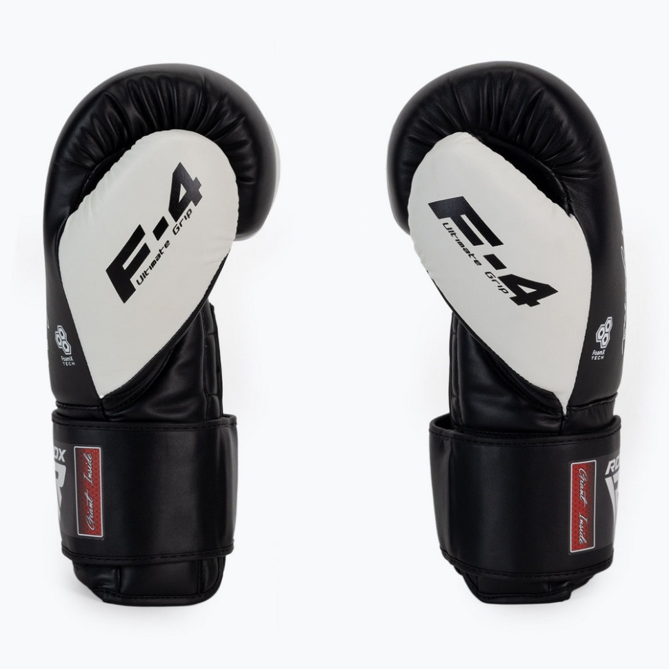 Боксерские перчатки F4 Boxing Sparring Gloves Hook & Loop RDX Inc Limited BGR-F4B-12OZ, WHITE/BLACK 12 унций