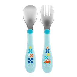 Детский набор Ложка+вилка Chicco 16102.20.00 из нержавеющей стали 18М+ Детский набор Ложка+вилка Chicco 16102.20.00 из нержавеющей стали 18М+