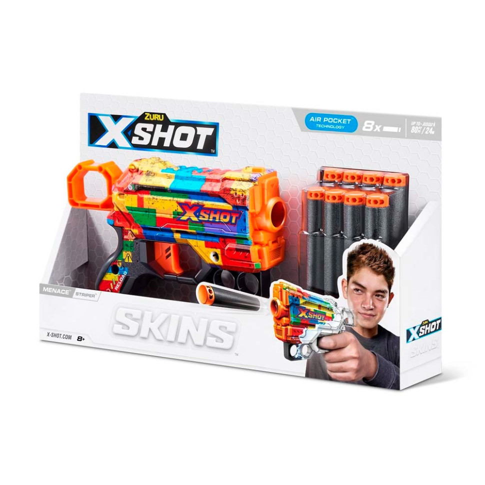 Быстрострельный бластер Skins Menace Striper X-Shot Zuru 36515N 8 патронов