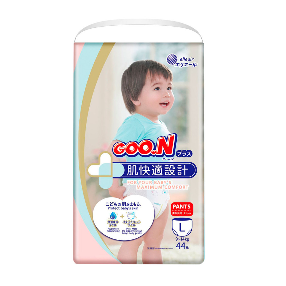 Трусики-подгузники для детей 9-14 кг GOO.N Plus 843340 размер L, 44 шт