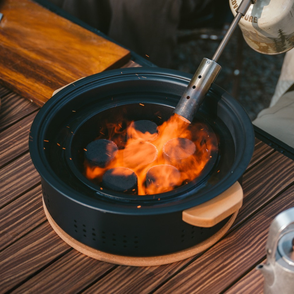 Настільна кругла піч з решіткою CNK2550CF010 Naturehike 6977465869364 зі сковорідкою