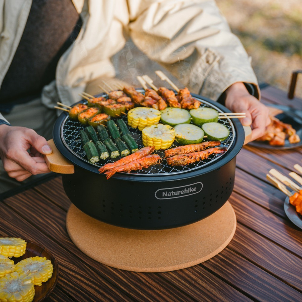 Настільна кругла піч з решіткою CNK2550CF010 Naturehike 6977465869364 зі сковорідкою