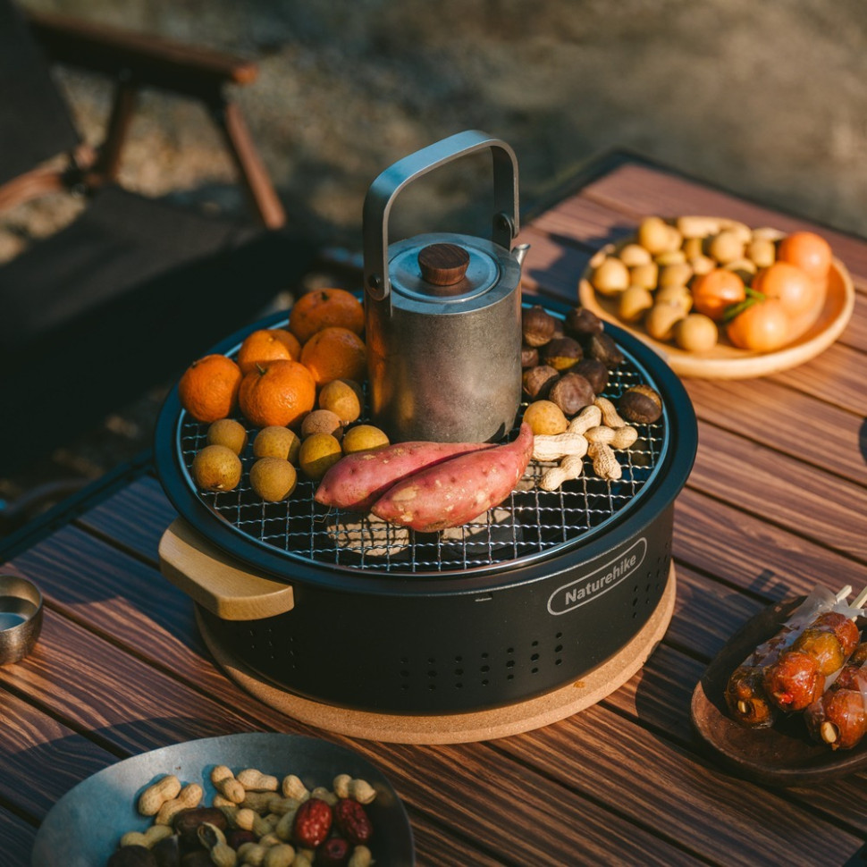 Настільна кругла піч з решіткою CNK2550CF010 Naturehike 6977465869364 зі сковорідкою