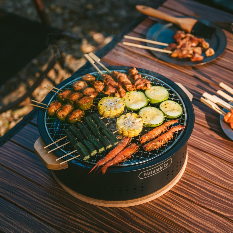 Настільна кругла піч з решіткою CNK2550CF010 Naturehike 6977465869364 зі сковорідкою