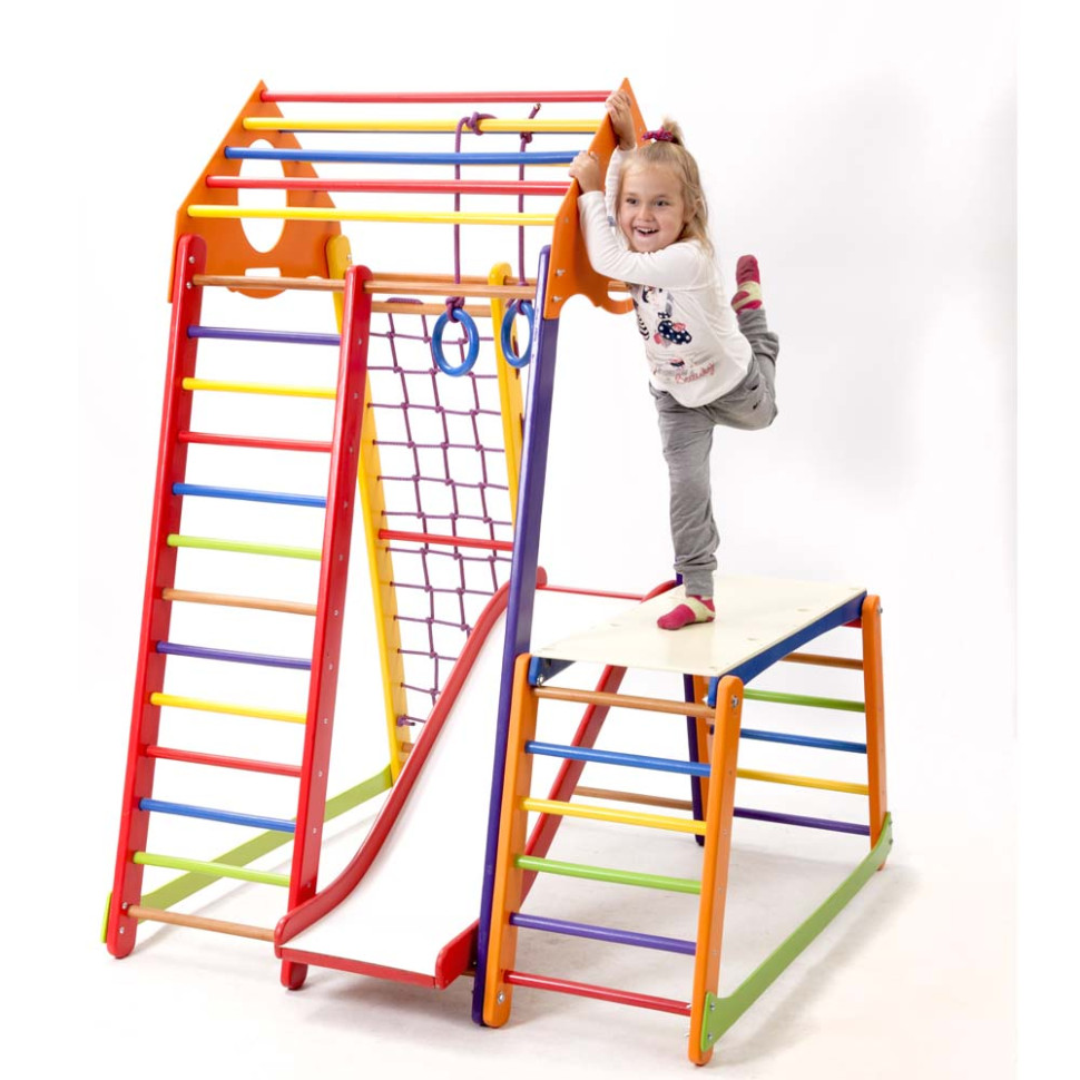 Дитячий спортивний комплекс SportBaby BambinoWood Color Plus 1-1 з гіркою