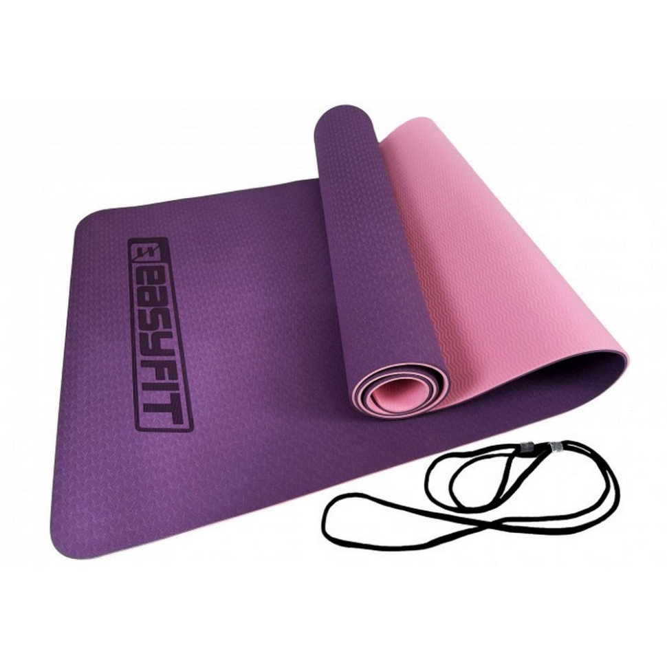 Коврик для йоги и фитнеса EasyFit EF-1924-VP, TPE+TC 6 мм, двухслойный фиолетовый-розовый