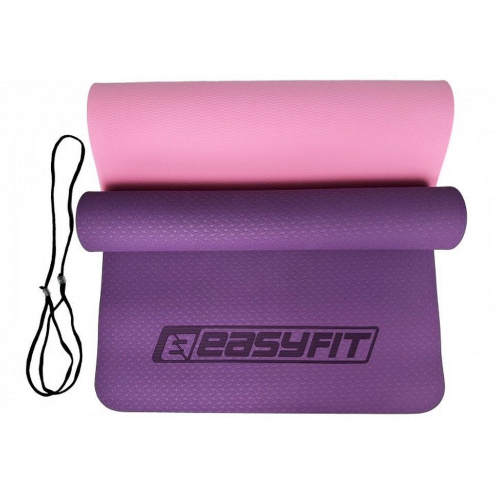 Коврик для йоги и фитнеса EasyFit EF-1924-VP, TPE+TC 6 мм, двухслойный фиолетовый-розовый