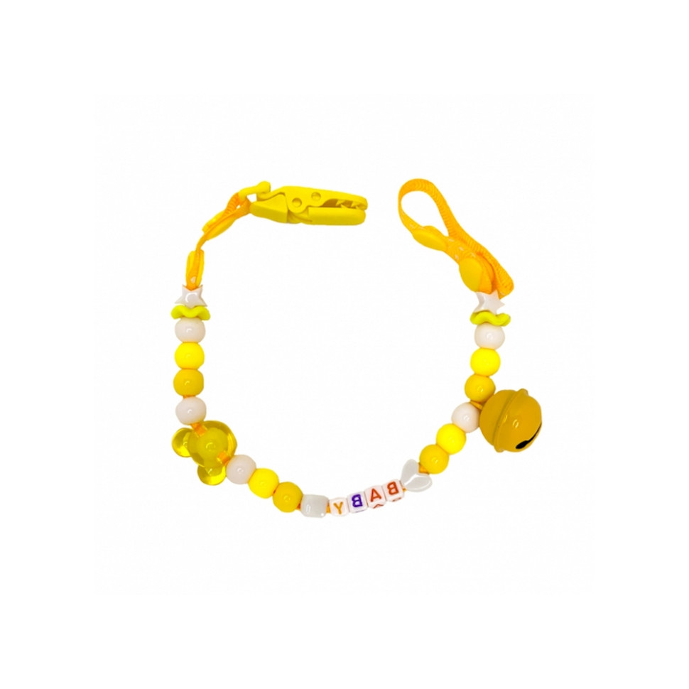 Цепочка для пустышки Mega Zayka MGZ-0500(Yellow) с колокольчиком