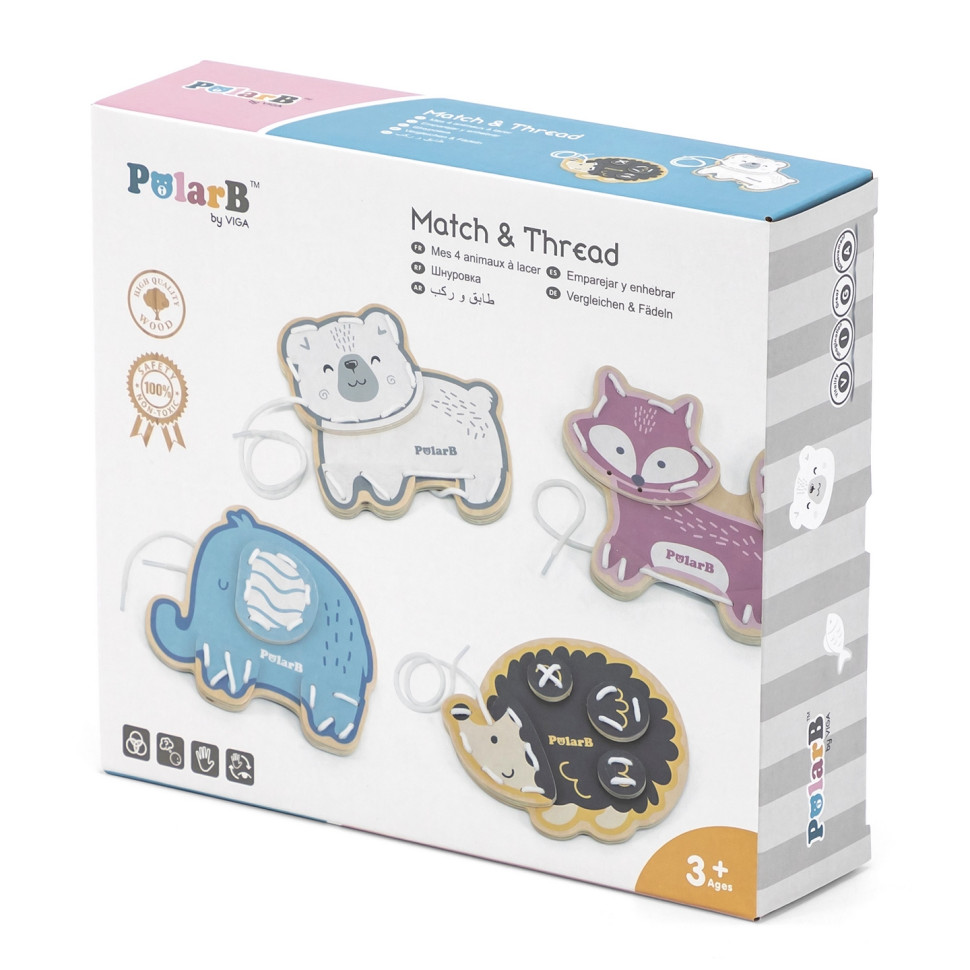 Дерев'яна шнурівка Звірята Viga Toys PolarB 44044, 4 зображення