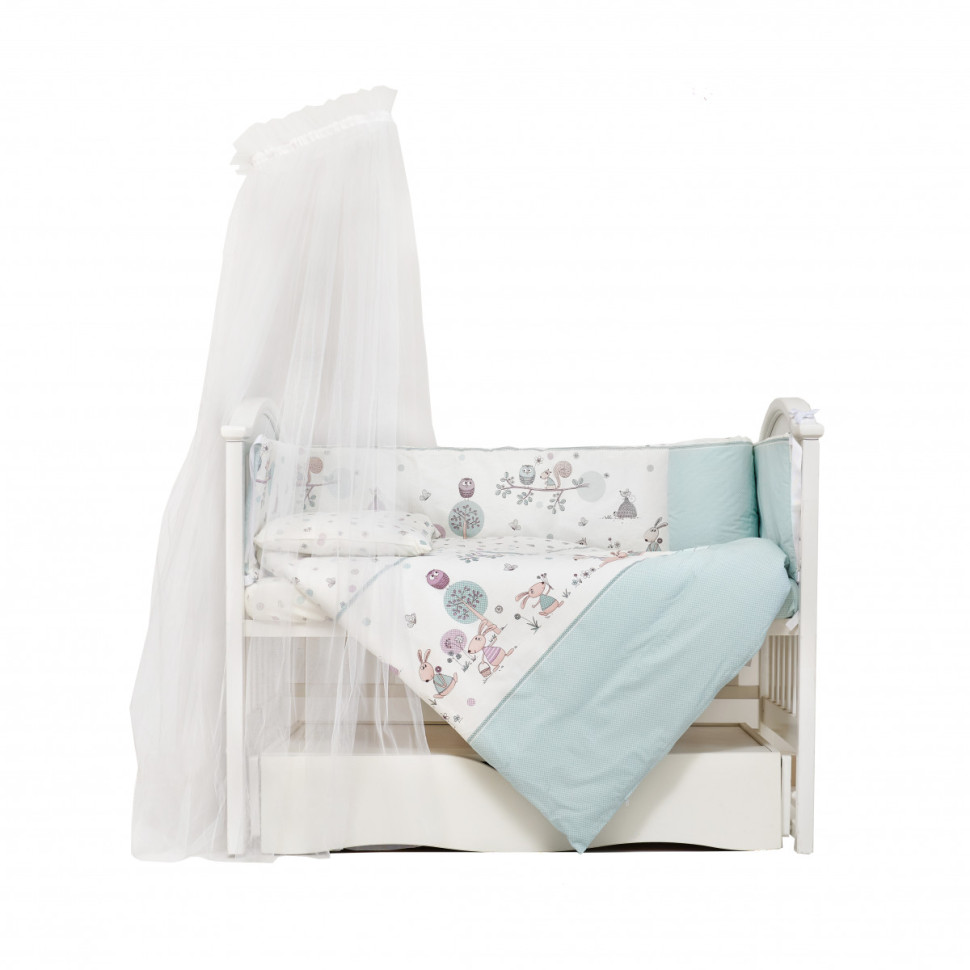 Детский постельный комплект Forest mint Twins 4051-SW-011, 8 элементов
