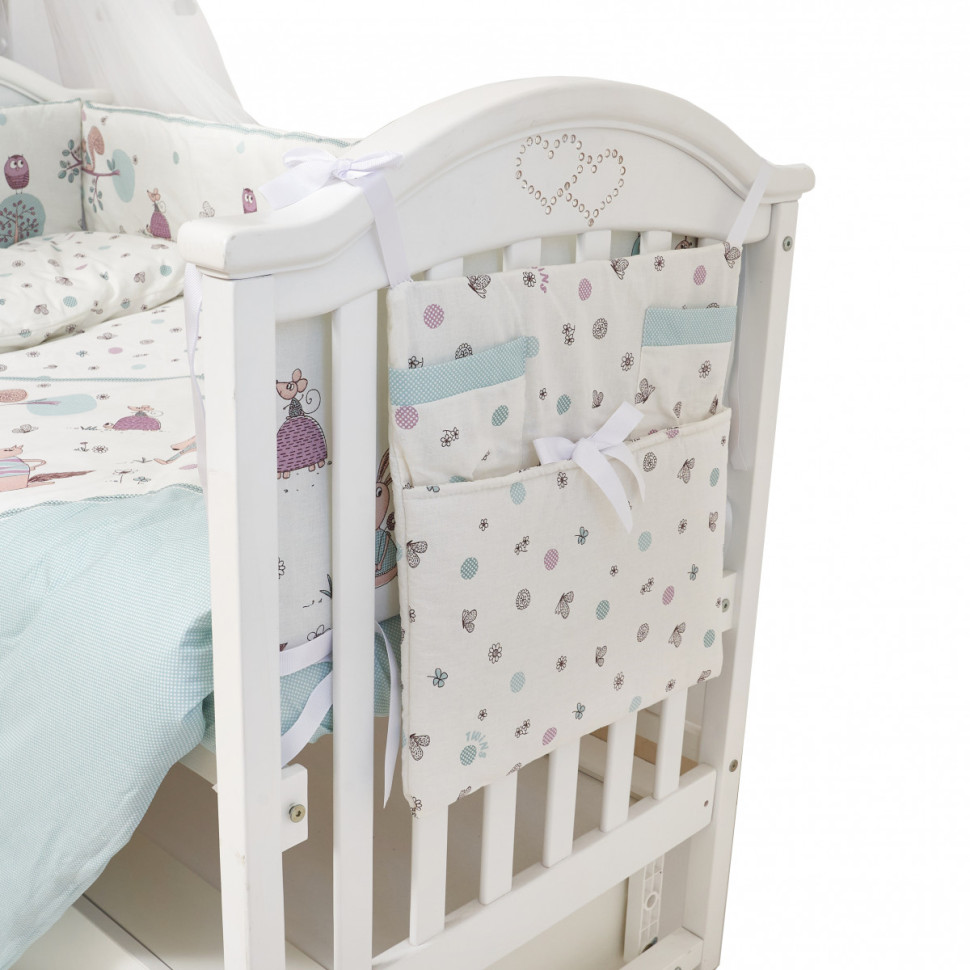 Детский постельный комплект Forest mint Twins 4051-SW-011, 8 элементов