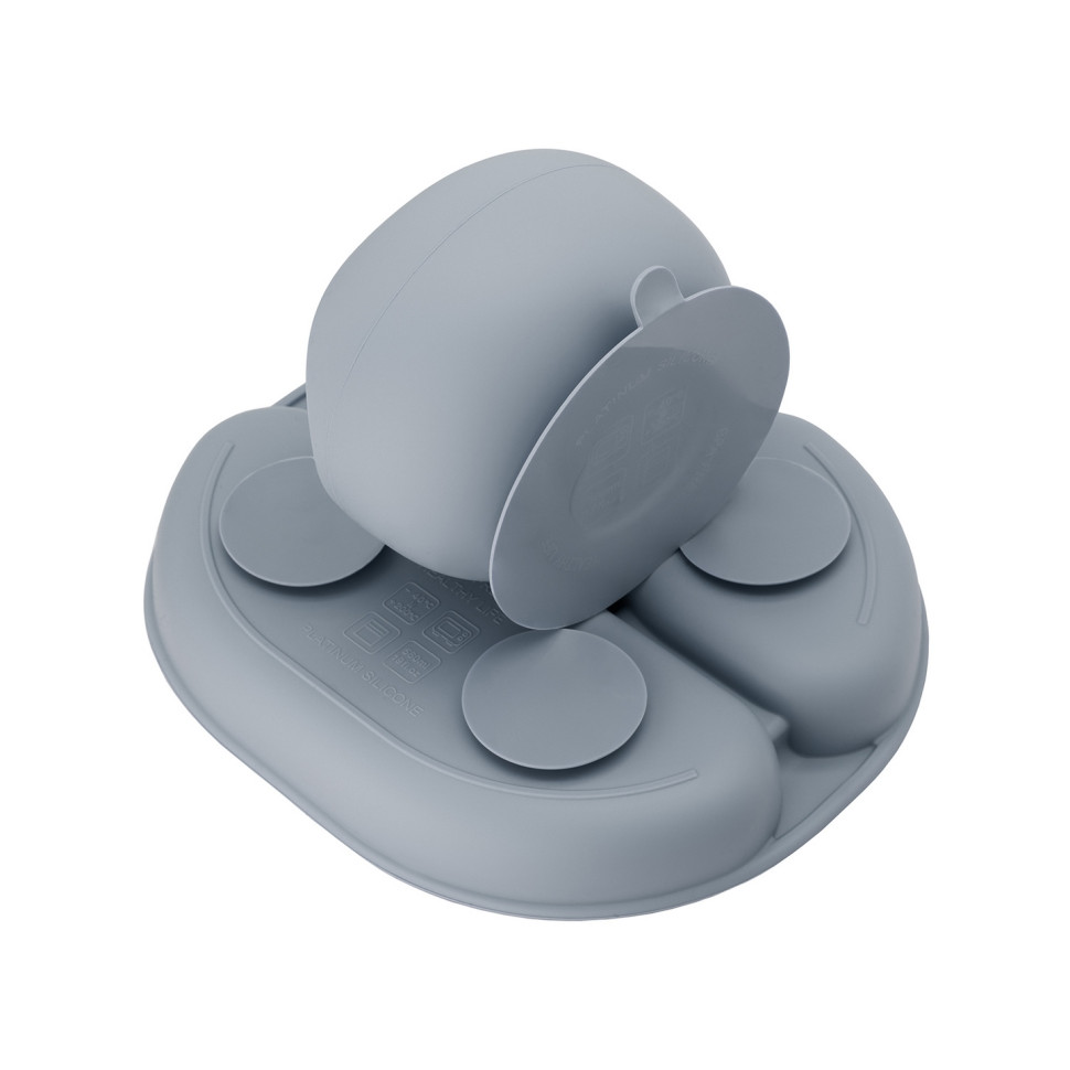 Детский набор посуды AMI MoMi AKCE00044 слюнявчик, столовые приборы, grey