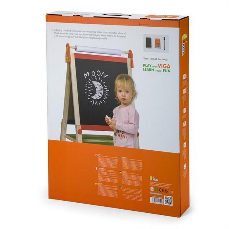 Дерев'яний мольберт Viga Toys 50952 двосторонній магнітний із папером