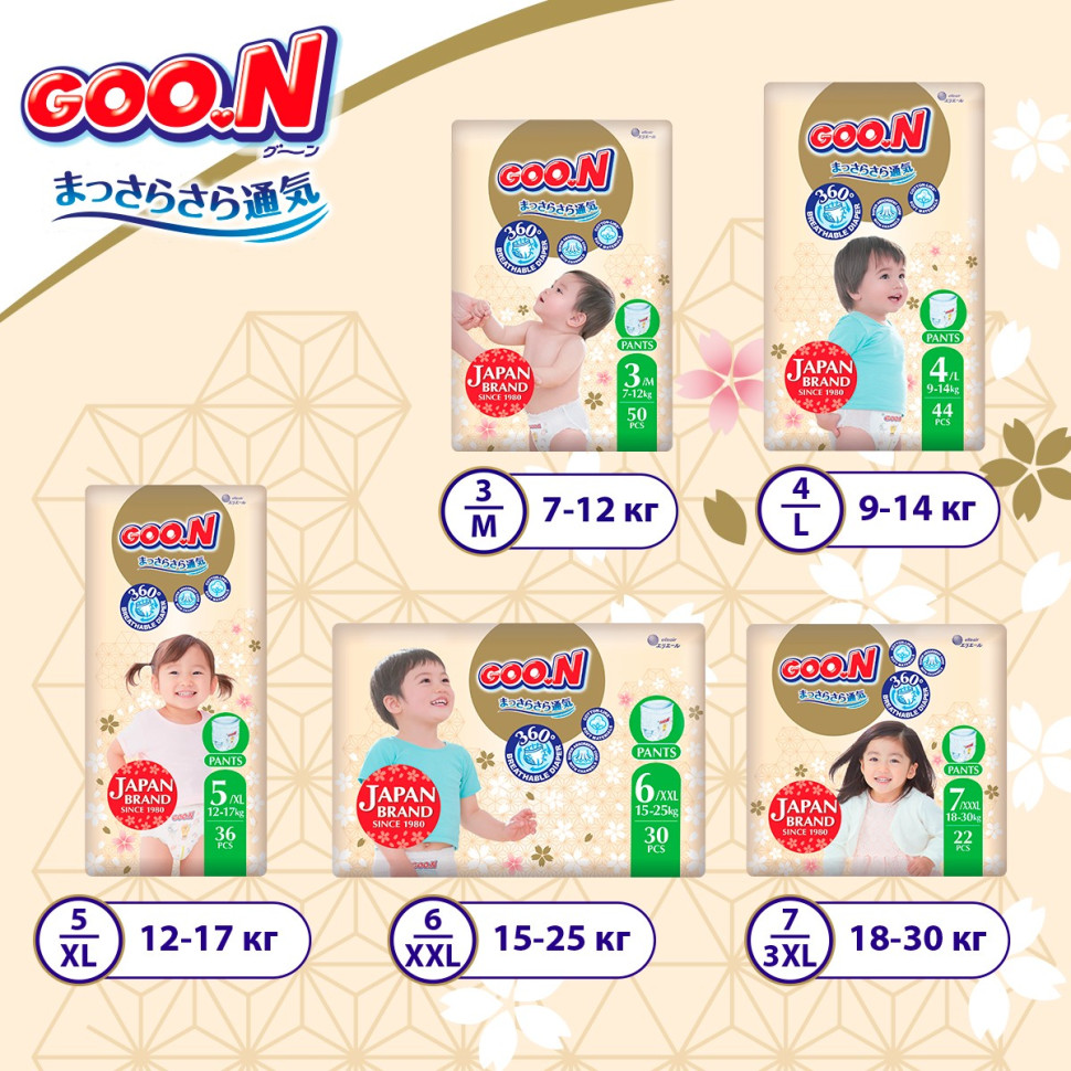 Трусики-подгузники для детей GOO.N Premium Soft F1010101-159, 15-25 кг (размер 6(2XL), унисекс 30 шт)