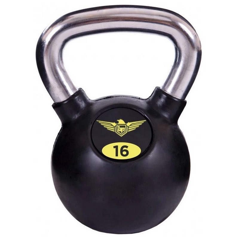 Обрезиненная гиря FDS-21-16GR Fitnessport 10211FS, ручка хромированная 16 кг
