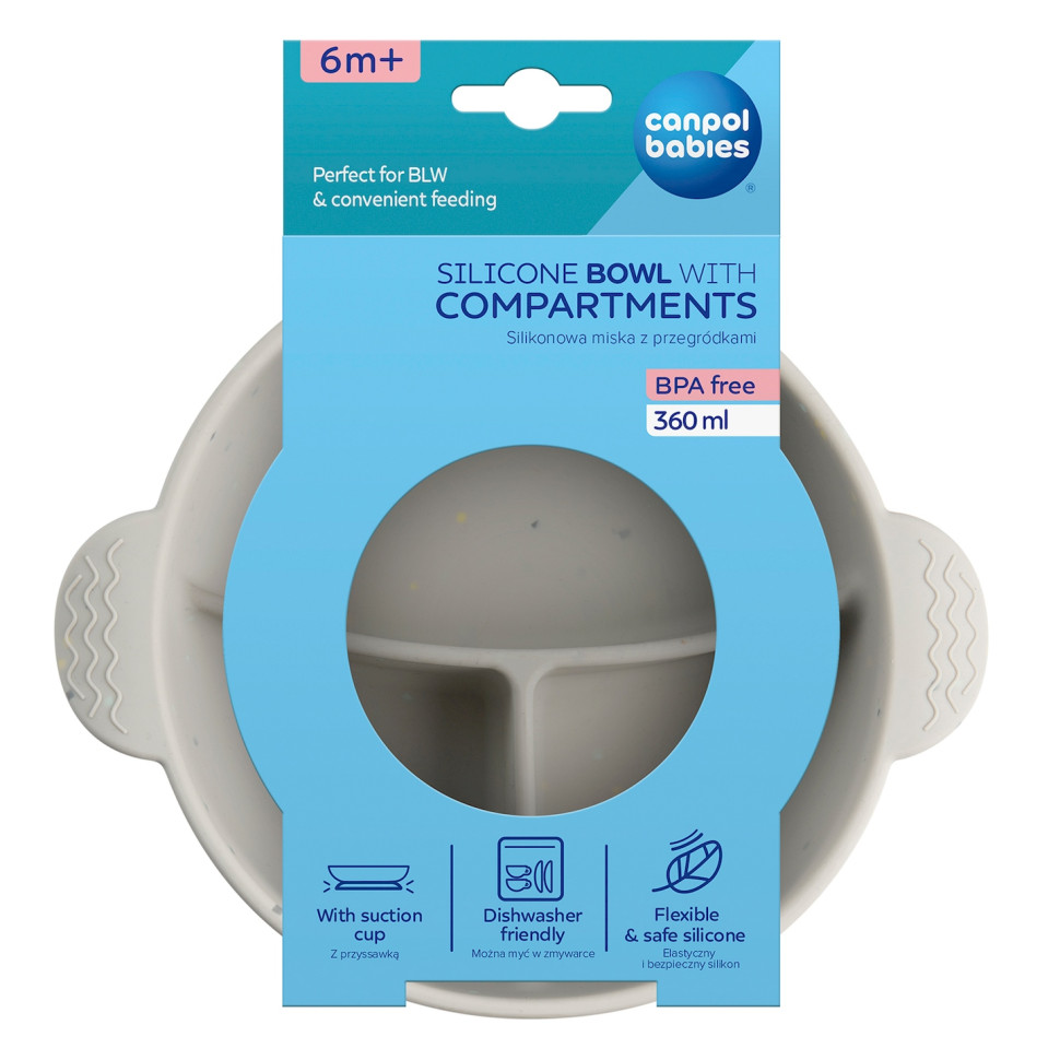 Мисочка силіконова на присосці із секціями Dots Canpol babies 51/403_grey сірий
