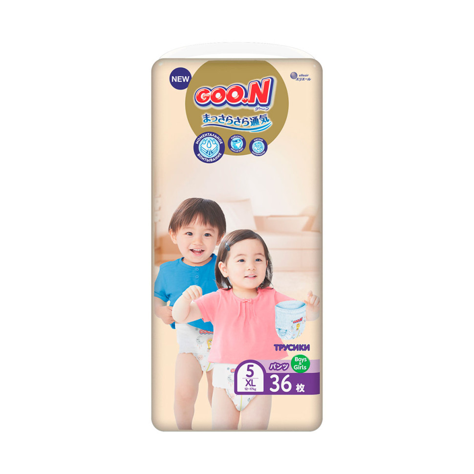 Трусики-подгузники для детей 12-17 кг GOO.N Premium Soft 863229 размер 5(XL), 36 шт
