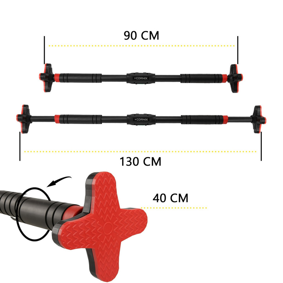 Турник раздвижной Pro+ Cornix XR-0287 Black/Red, размер 90 х 130 см