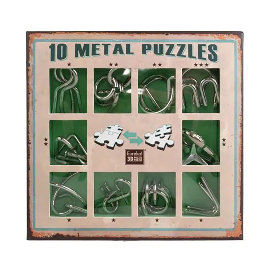 Набір головоломок 10 Metall Puzzles green 10 головоломок Eureka 3D Puzzle 473357