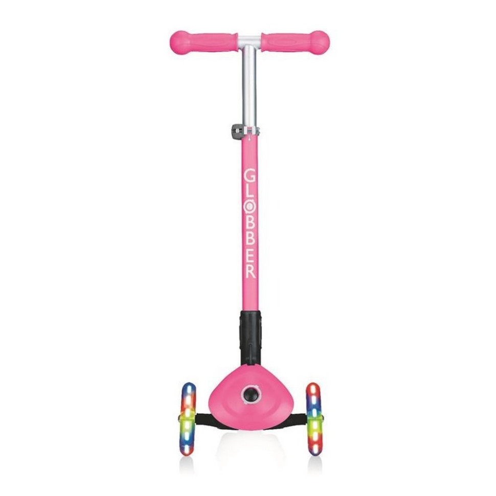 Самокат трехколесный PRIMO FOLDABLE LIGHTS GLOBBER 432-110-2 розовый, колеса с подсветкой
