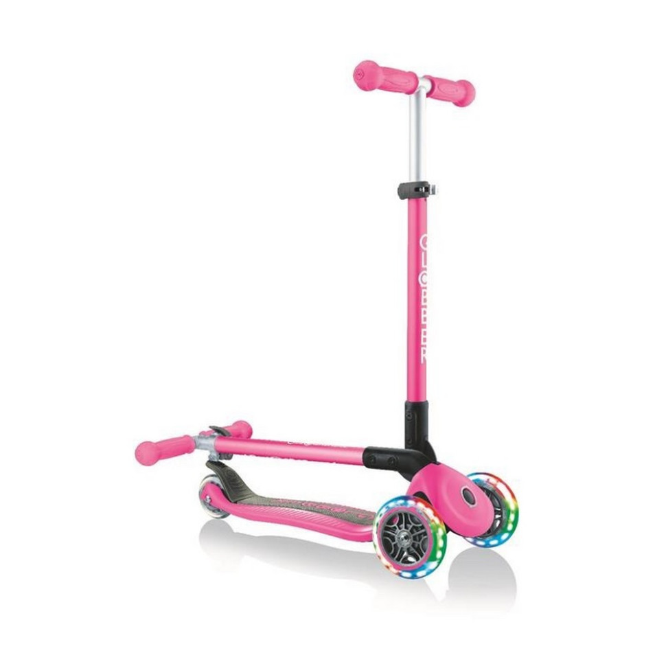Самокат трехколесный PRIMO FOLDABLE LIGHTS GLOBBER 432-110-2 розовый, колеса с подсветкой