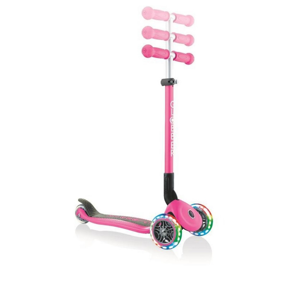 Самокат трехколесный PRIMO FOLDABLE LIGHTS GLOBBER 432-110-2 розовый, колеса с подсветкой