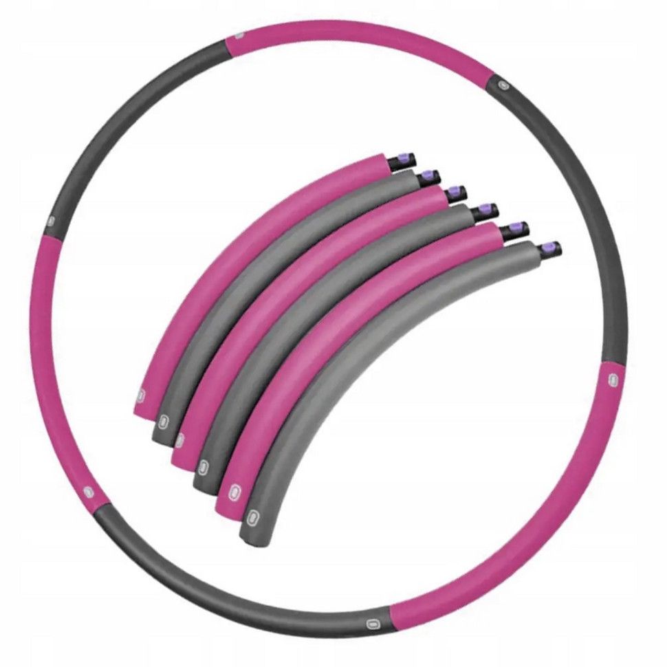 Обруч массажный Hula Hoop SportVida V-HK0215, 90 см, Grey/Pink