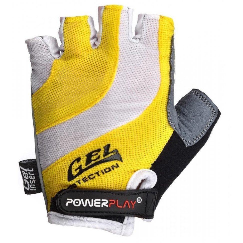 Велоперчатки PowerPlay 5034B_L_Yellow, Бело-желтые, L