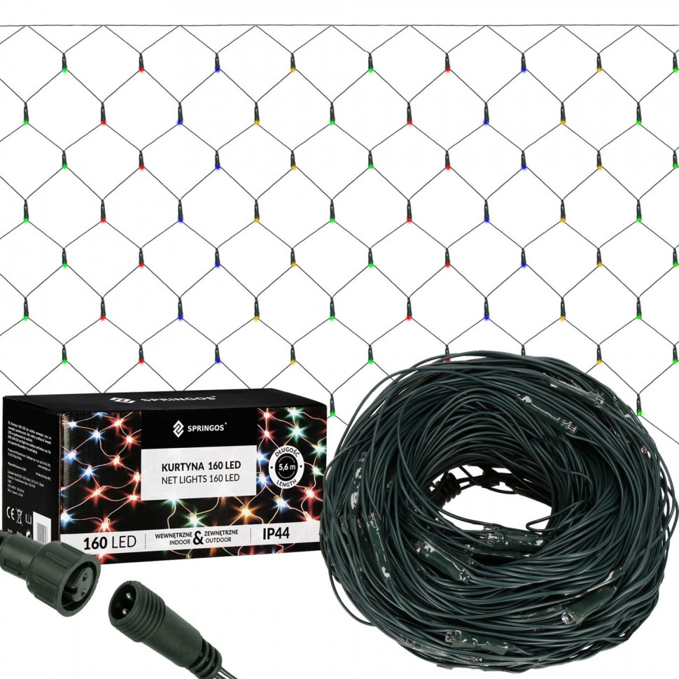 Гирлянда сетка Springos CL4014, 2 x 2.6 м 160 LED, Mix