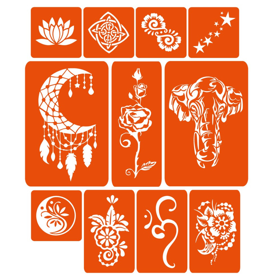 Набор хны с трафаретами для био-тату №5 Fresh Tattoo henna-set-05