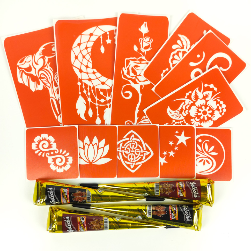 Набор хны с трафаретами для био-тату №5 Fresh Tattoo henna-set-05