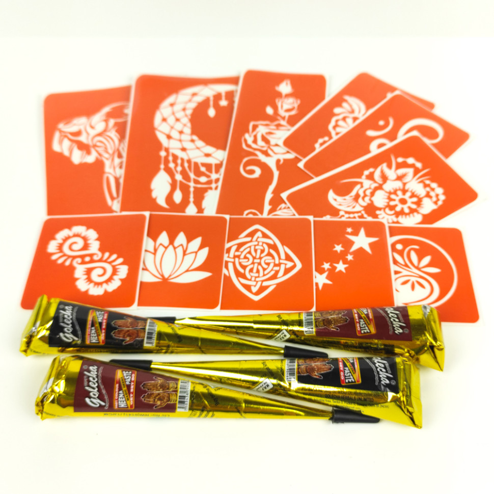 Набор хны с трафаретами для био-тату №5 Fresh Tattoo henna-set-05