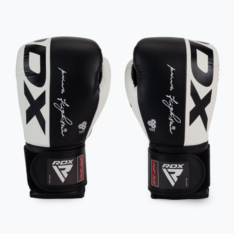 Боксерские перчатки F4 Boxing Sparring Gloves Hook & Loop RDX Inc Limited BGR-F4B-16OZ, WHITE/BLACK 16 унций