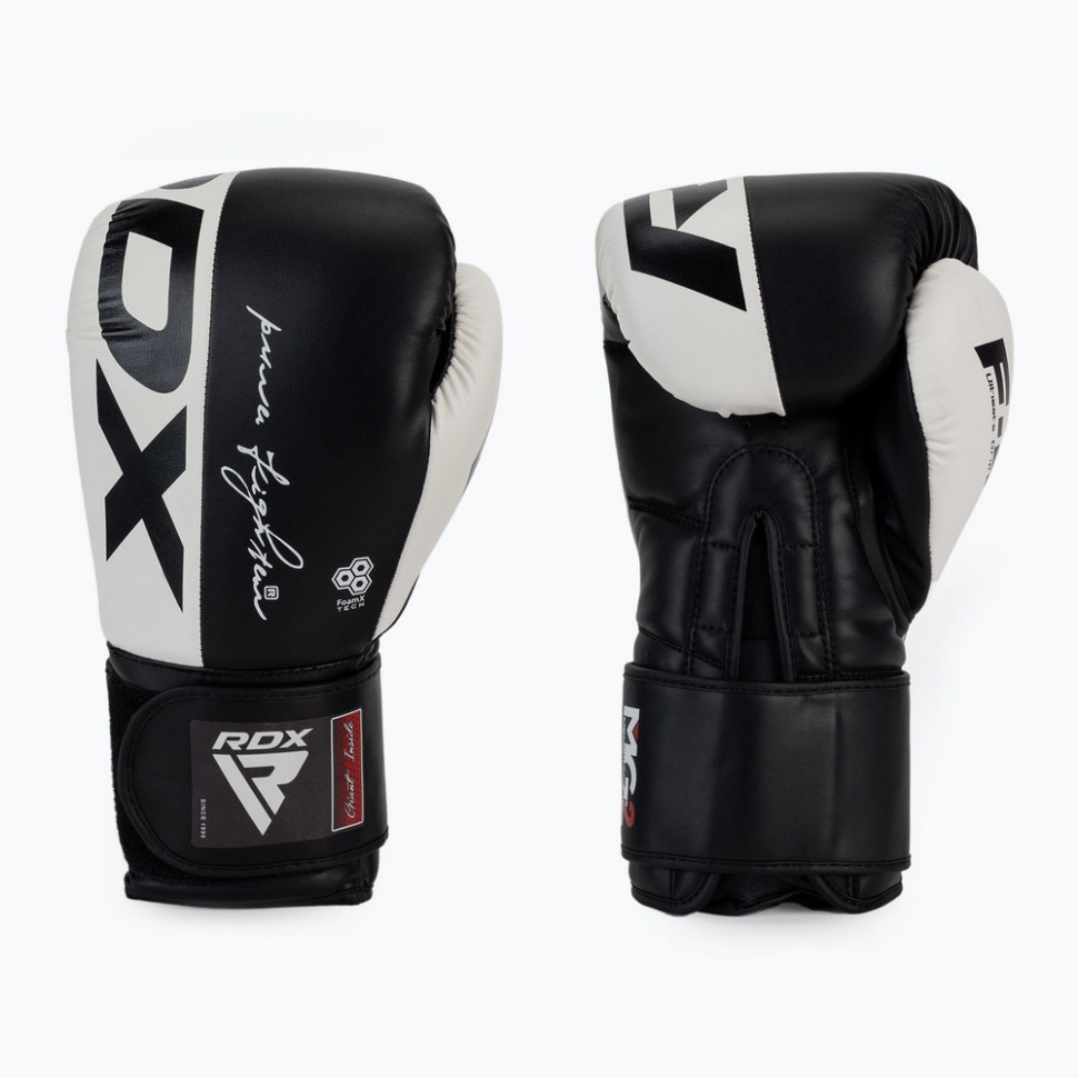 Боксерские перчатки F4 Boxing Sparring Gloves Hook & Loop RDX Inc Limited BGR-F4B-16OZ, WHITE/BLACK 16 унций