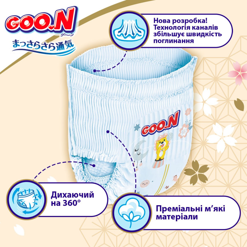 Трусики-подгузники для детей GOO.N Premium Soft F1010101-160, 18-30 кг (размер 7(3XL), унисекс 22 шт)