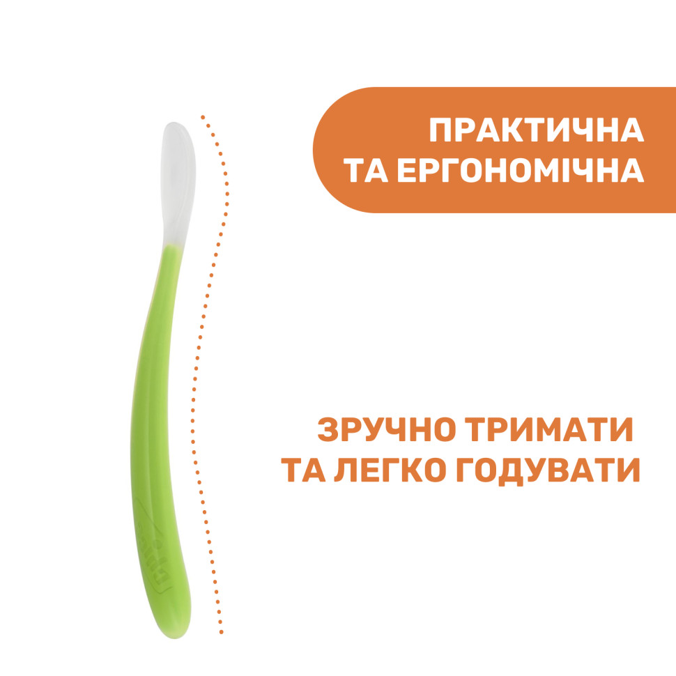 Детская силиконовая ложка Chicco 06828.21 голубая 2 шт
