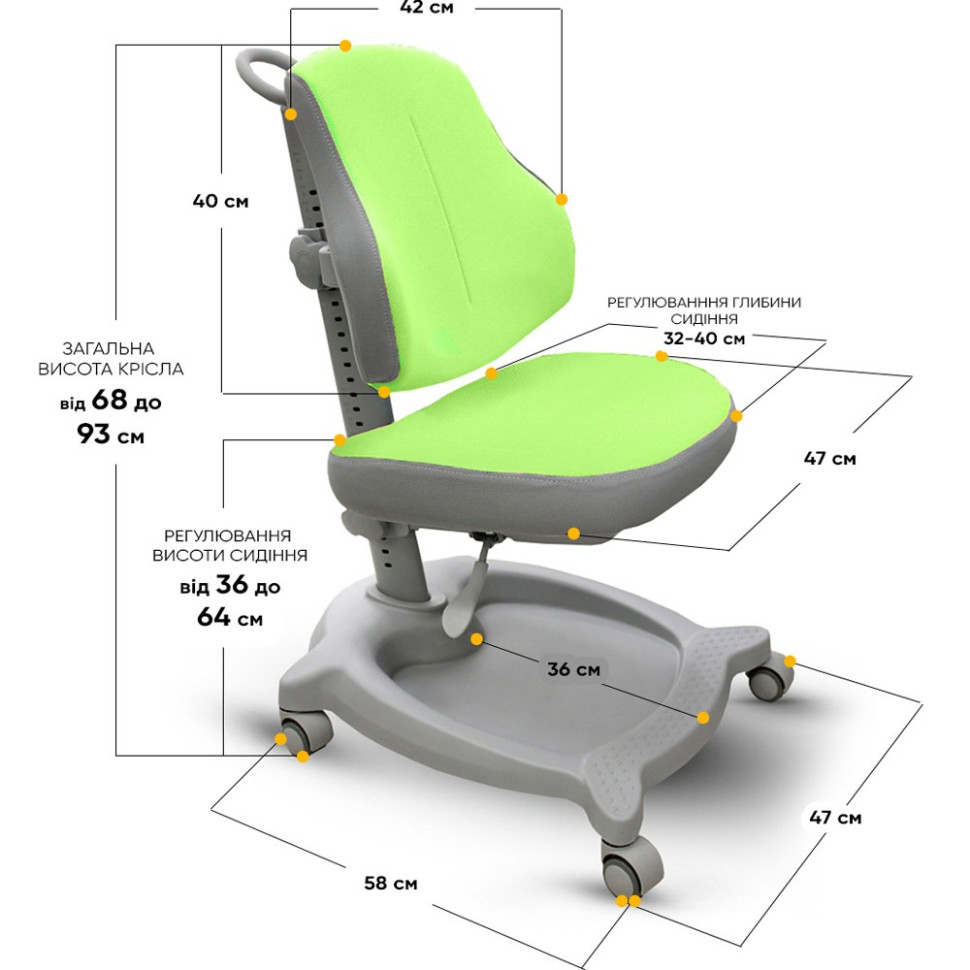 Детское кресло GT Y-402 Ortopedic ErgoKids Y-402 KZ, Green