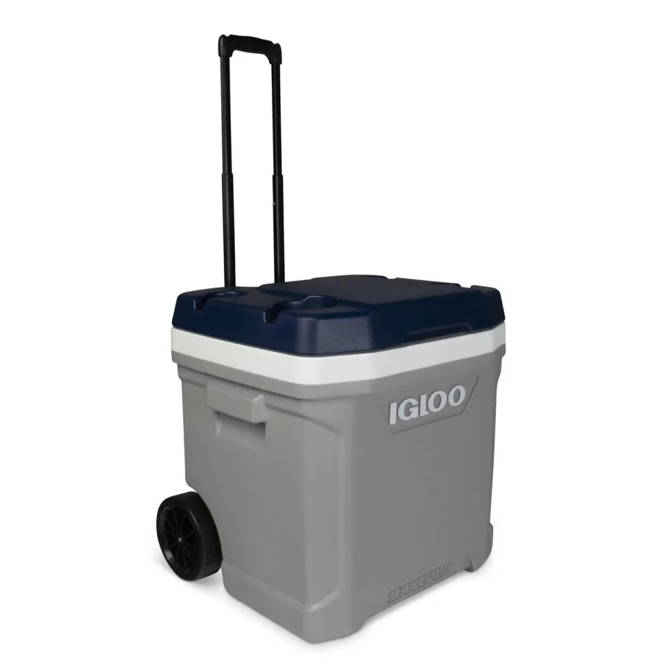 Изотермический контейнер на колесах MAXCOLD LATITUDE 62 ROLLER Igloo 0342233469668, 56 л, серый с синим