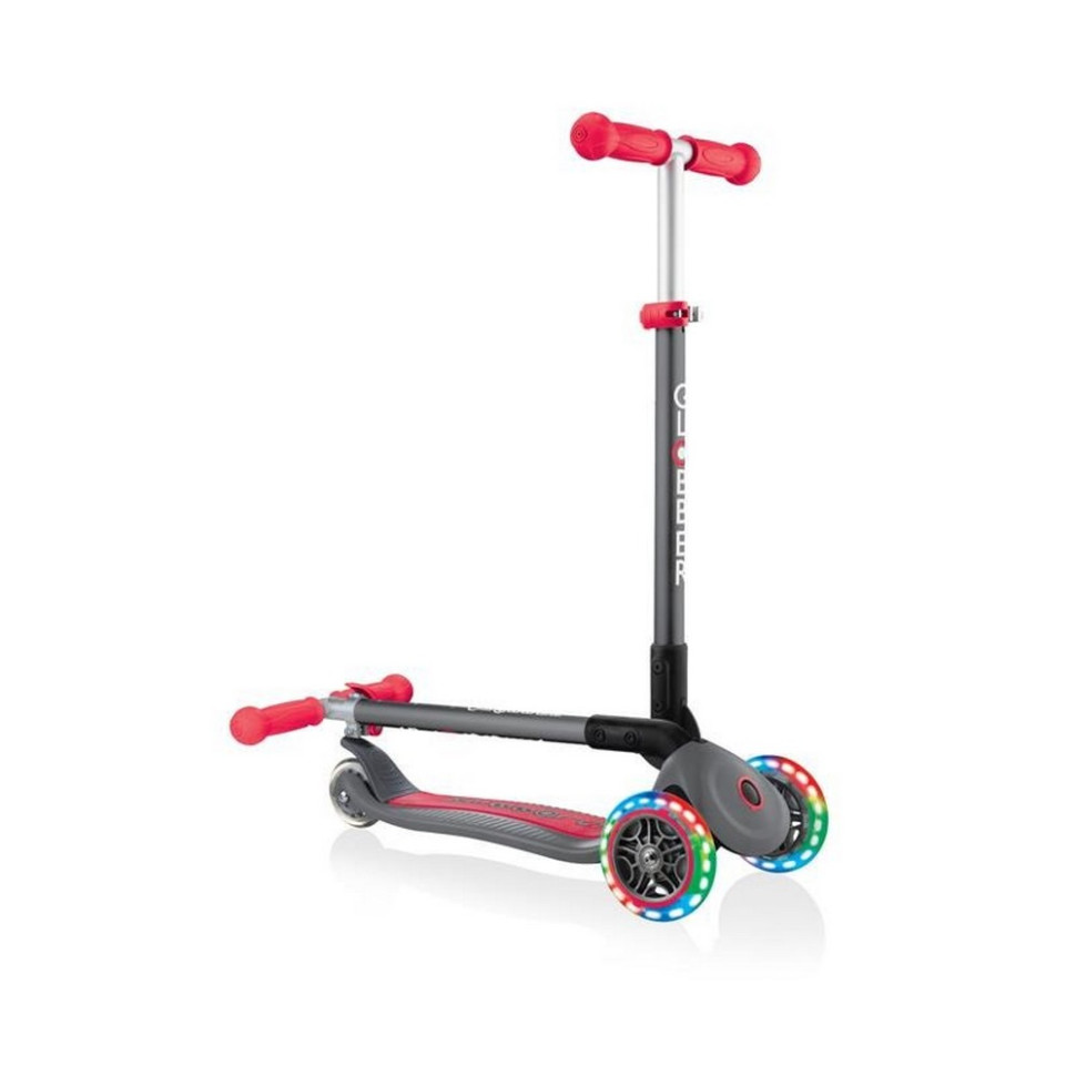 Самокат триколісний PRIMO FOLDABLE LIGHTS GLOBBER 432-120-2 сіро-червоний, колеса з підсвіткою