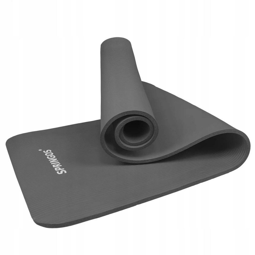 Коврик (мат) для йоги и фитнеса Springos YG0001 Grey, NBR 1.5 см 