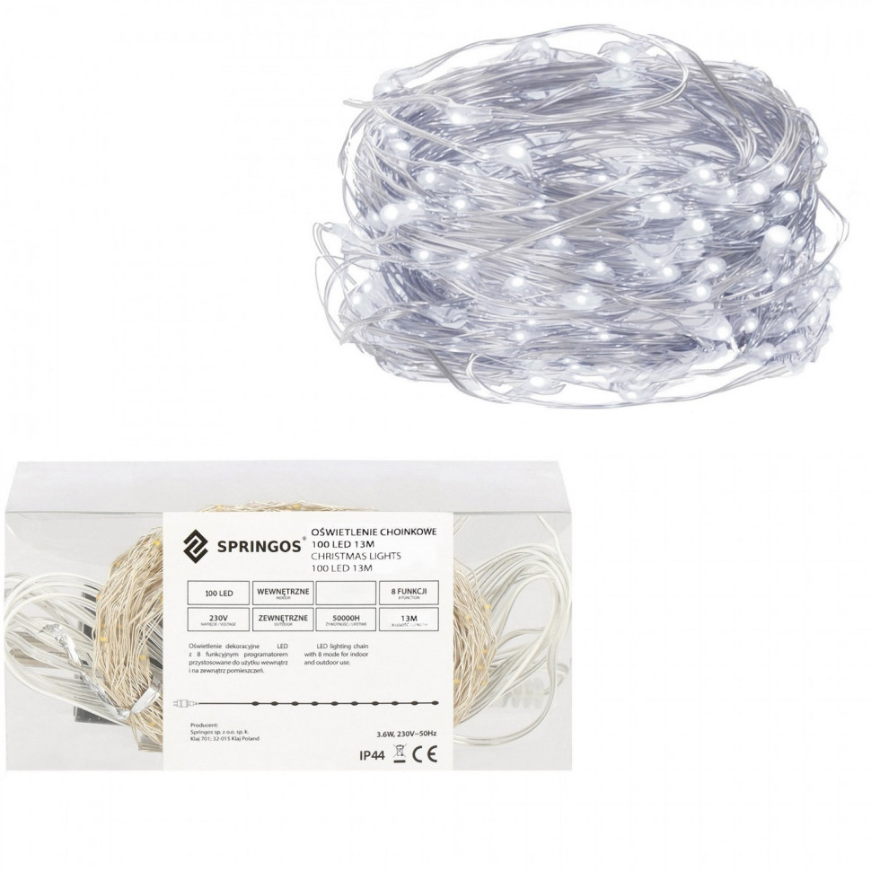 Гирлянда Springos CL0079, 10 м 100 LED, Cold White