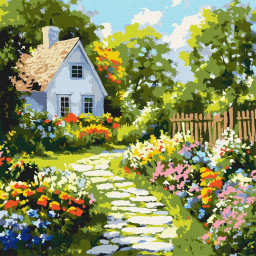 Картина по номерам "Цветы у хижины" &copy;art_selena_ua Идейка KHO6383, 40х40 см