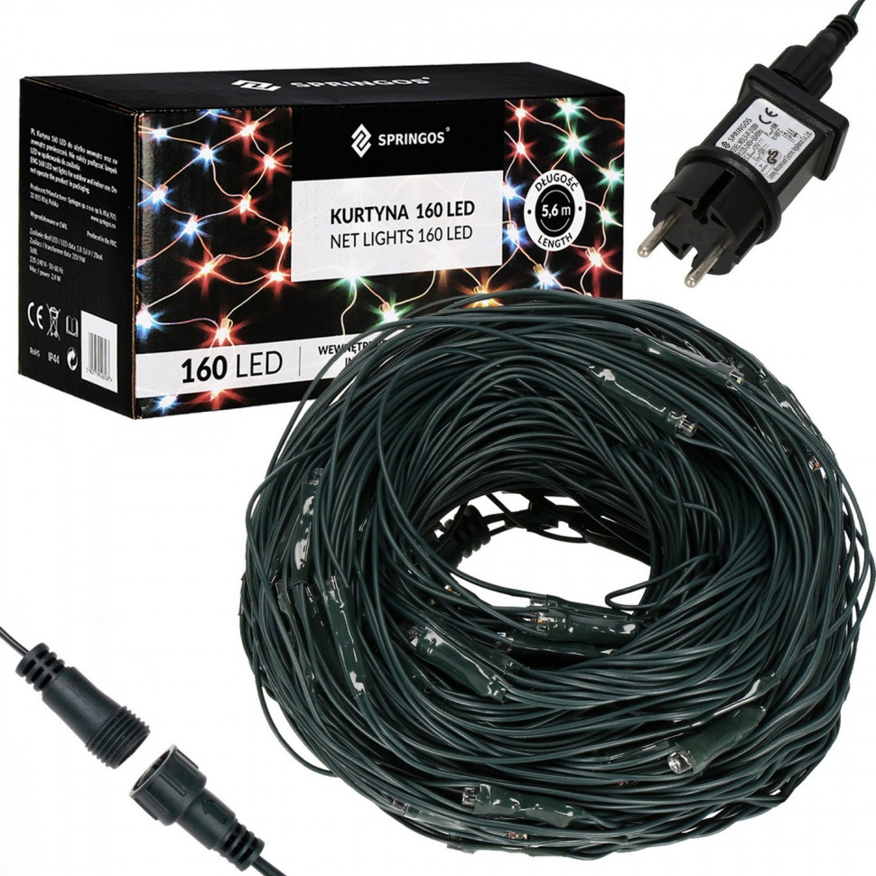 Гірлянда сітка Springos CL4015, 2 x 2.6 м 160 LED, Cold White