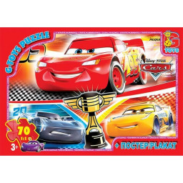 Детский пазл "Тачки" G-Toys Z10196 плакат 70 элементов